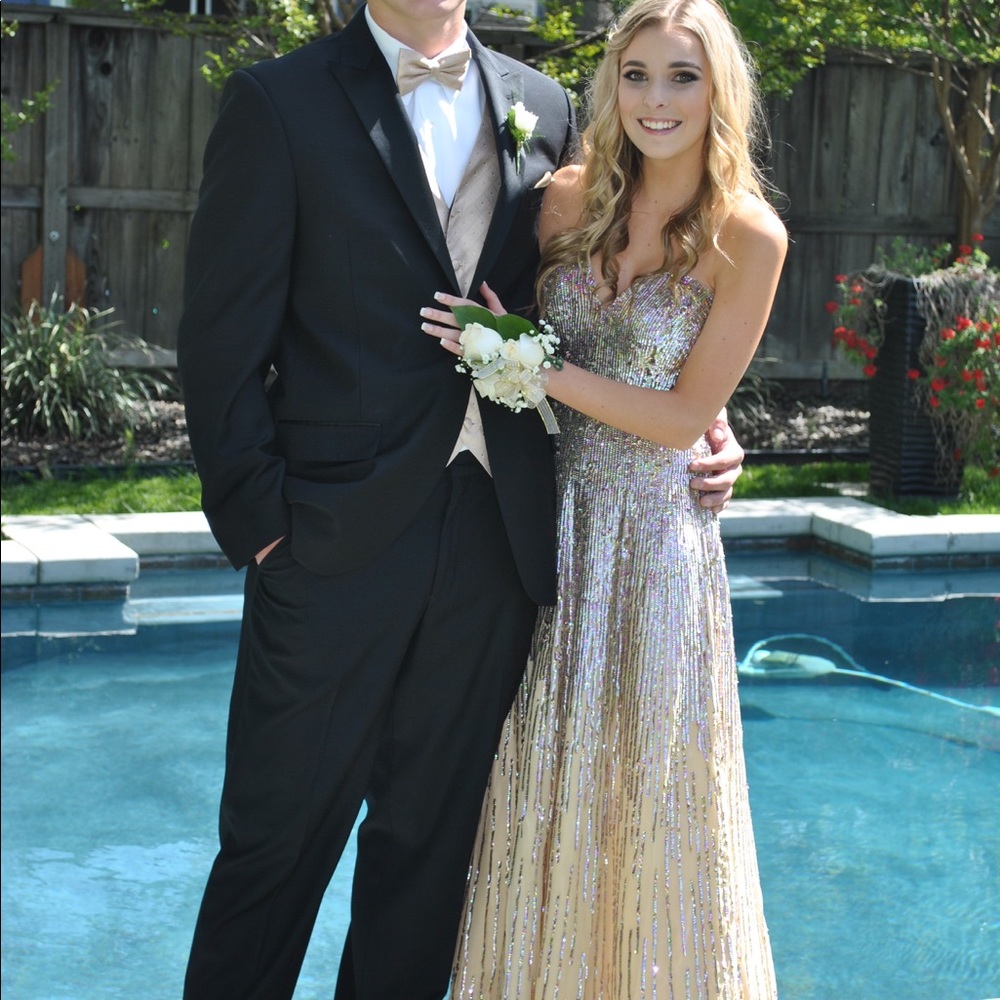 PROM DRESS - silver sequin gown